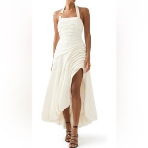 Aje Mika Asymmetric Linen Blend Dress